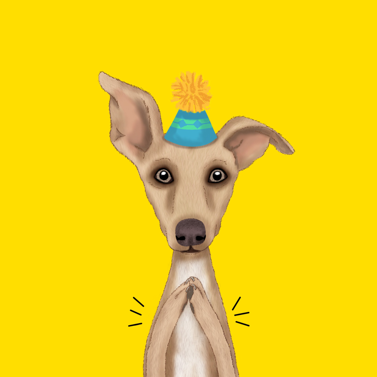 Badgerbee Design Birthday Dogs Greeting Card Collection cover illustration of a dog wearing a party hat and clapping