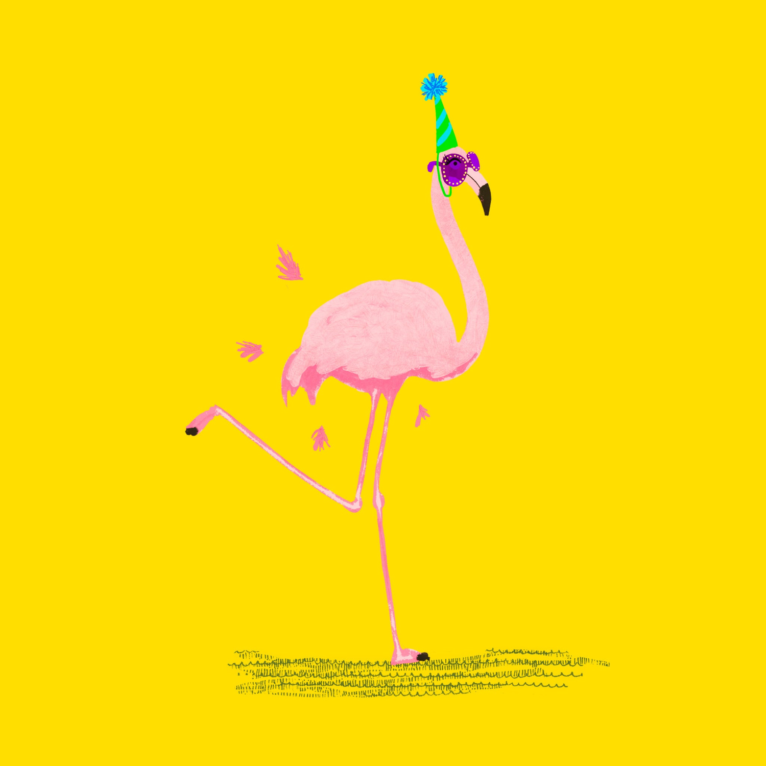 Badgerbee Design Occasions Greeting Card Collection cover illustration of a flamingo in a party hat and glasses